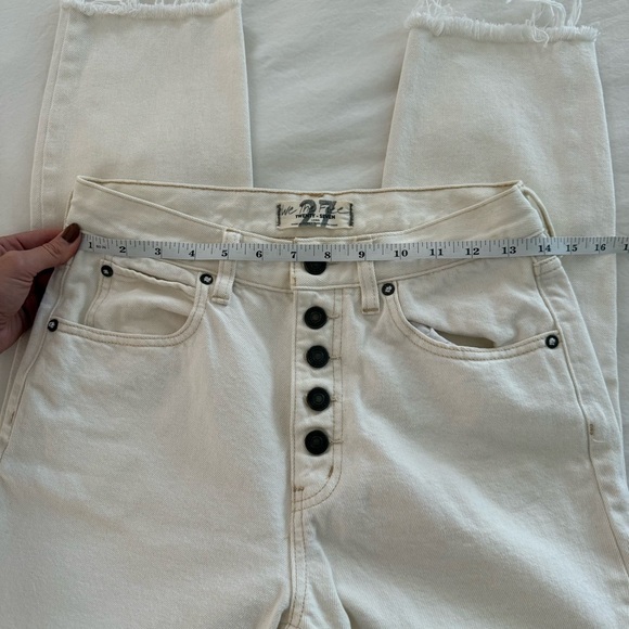 We The Free Cream Button Fly High Rise Cropped Jean - Picture 5 of 9